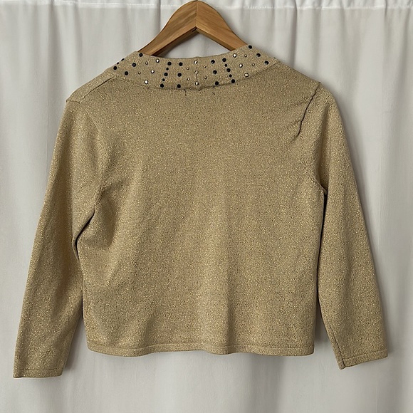 Thalia Sodi Dazzling Gold Threaded Studded Bolero Jacket Top **Size M** - Picture 2 of 4